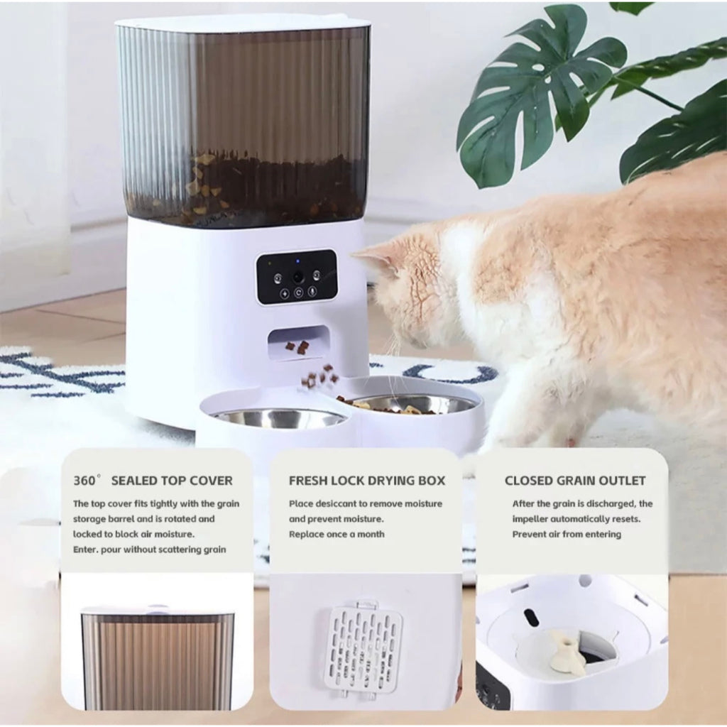 Automatic Pet Feeder with Camera & Wi-Fi - Portion Control & 2-Way Audio
